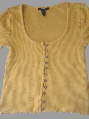 FOREVER 21 YELLOW RIBBED TOP SIZE LARGE